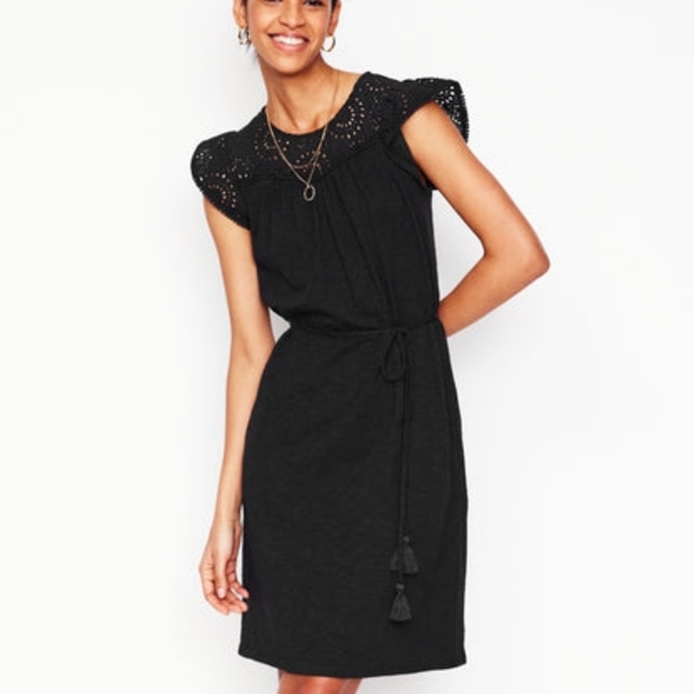 Boden Black Broderie Dress